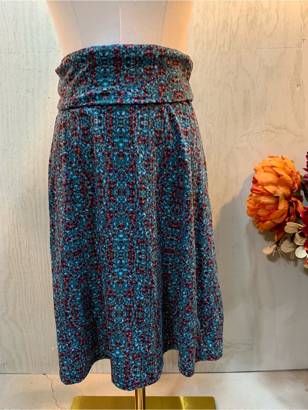 LuLaRoe Turquoise and Purple A-Line Skirt